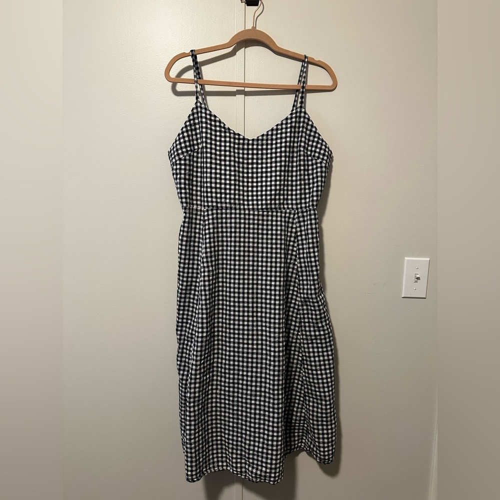 Gap Blue and White Gingham Print Dress